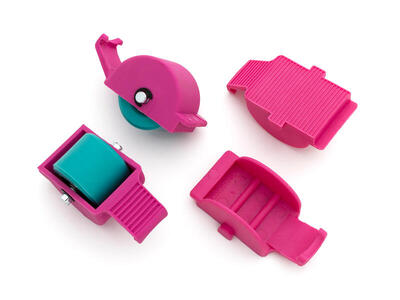 Set di ruote di ricambio con coperture rosa/turchese