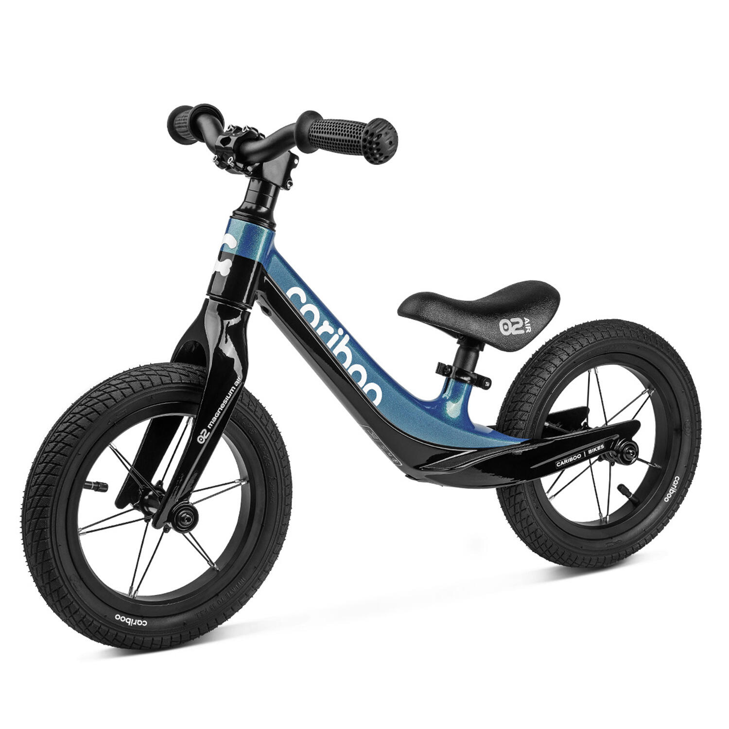 Bicicleta sem pedais para crianças cariboo magnesium air, preto e azul-marinho