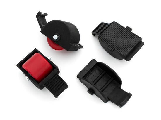 Set di ruote di ricambio con coperture nere/rosso