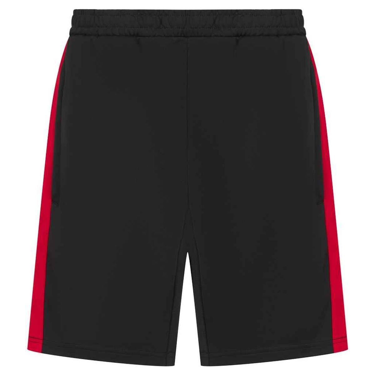 FINDEN & HALES Childrens/Kids Knitted Zip Pocket Sweat Shorts (Black/Red)