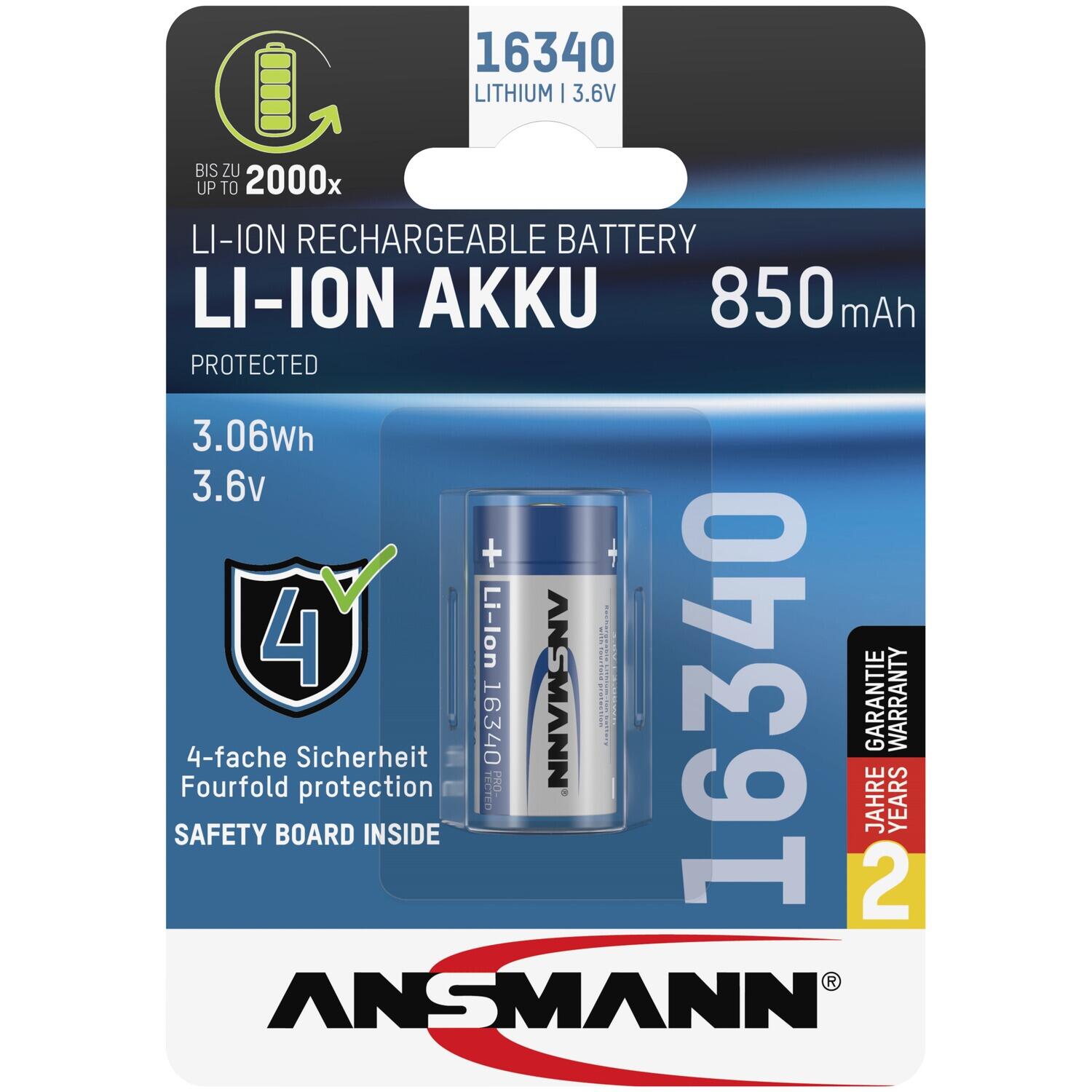 Akku Li-Ion 16340 850 mAh 3/5
