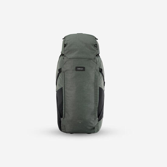 Tweedehands Herenrugzak voor backpacken Travel 900 kofferopening 70+6L kakigroen
