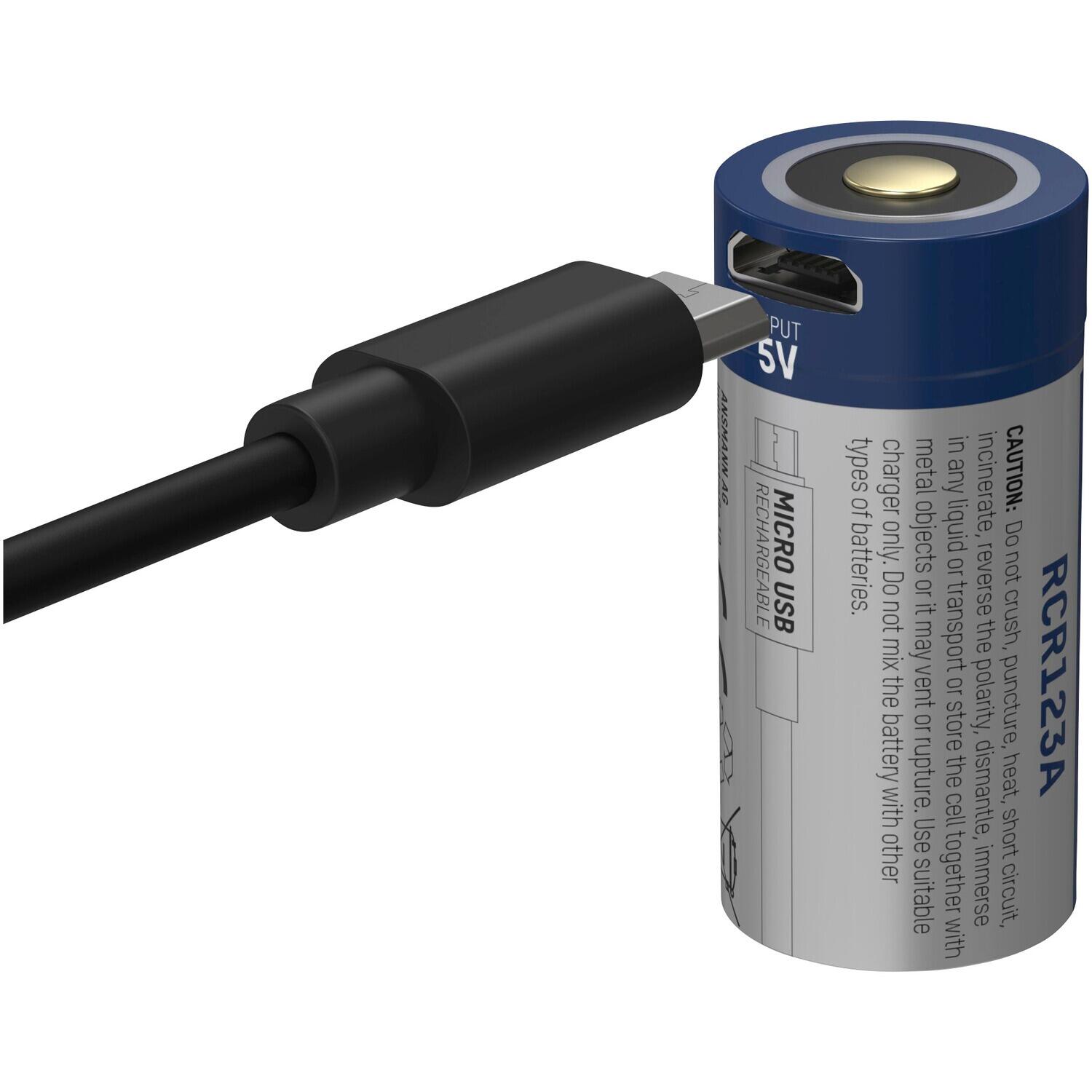 Akku Li-Ion 16340 850 mAh micro USB 4/7