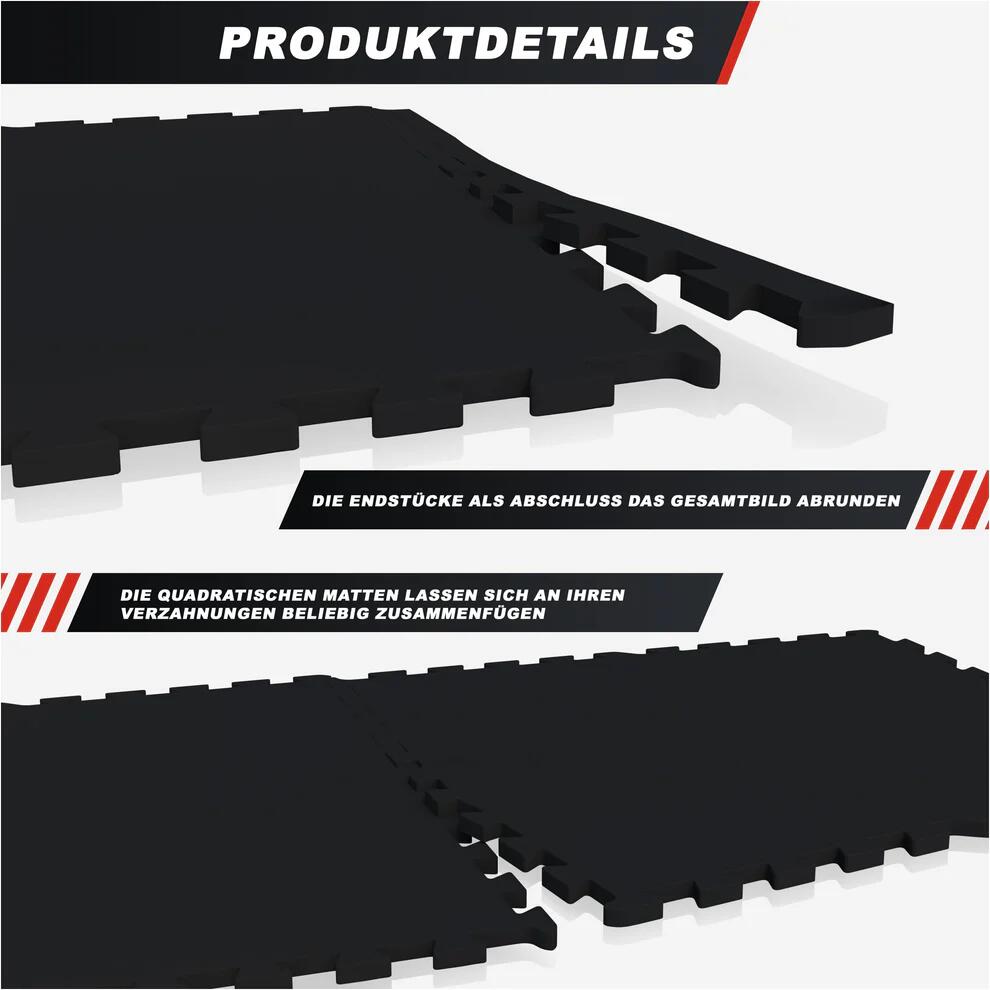 Zestaw mat ochronnych puzzle 4 szt + krawędzie czarne Gorilla Sports 4/6