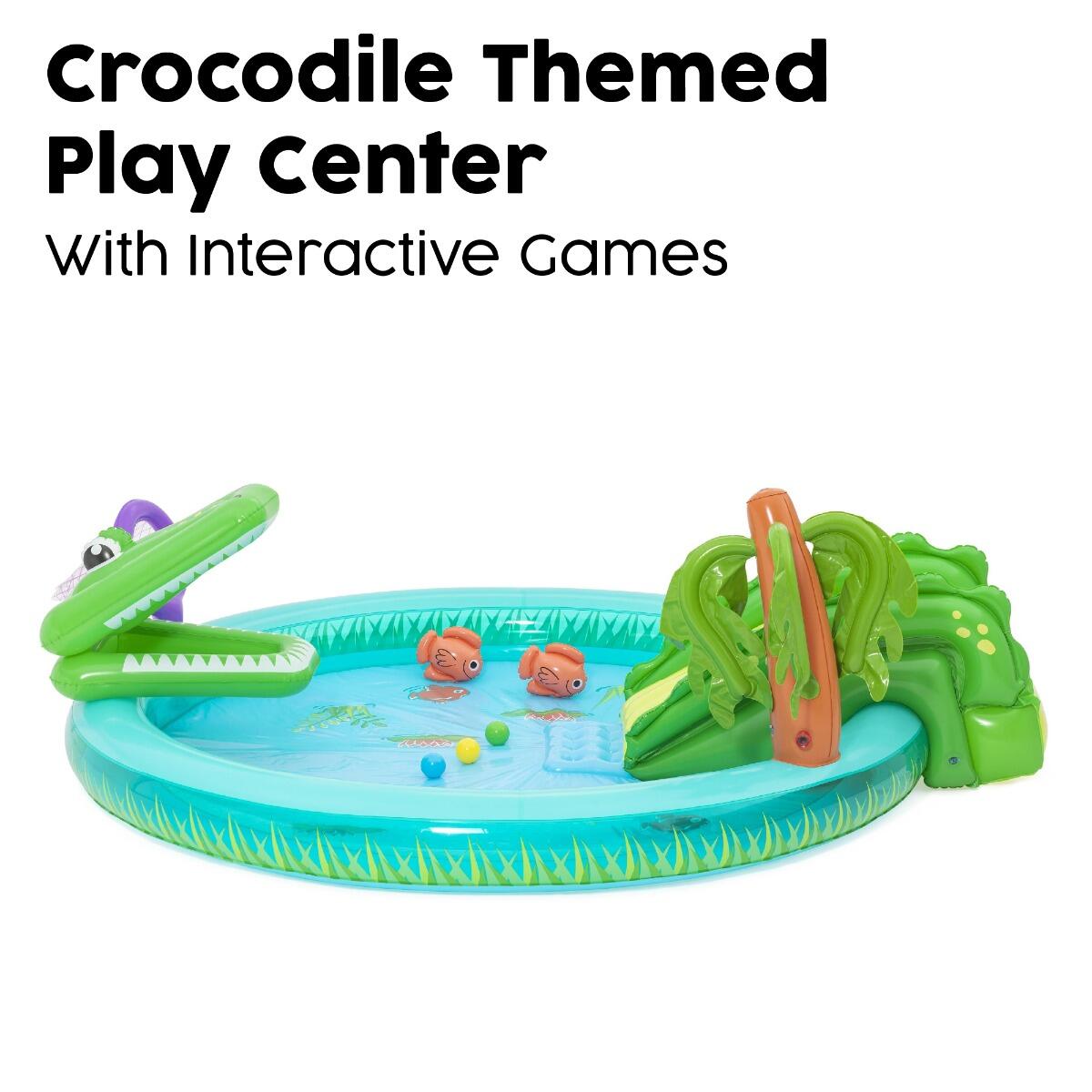 Bestway Crocodile Cove Play Center, Kids Paddling Pool with Slide 4/6