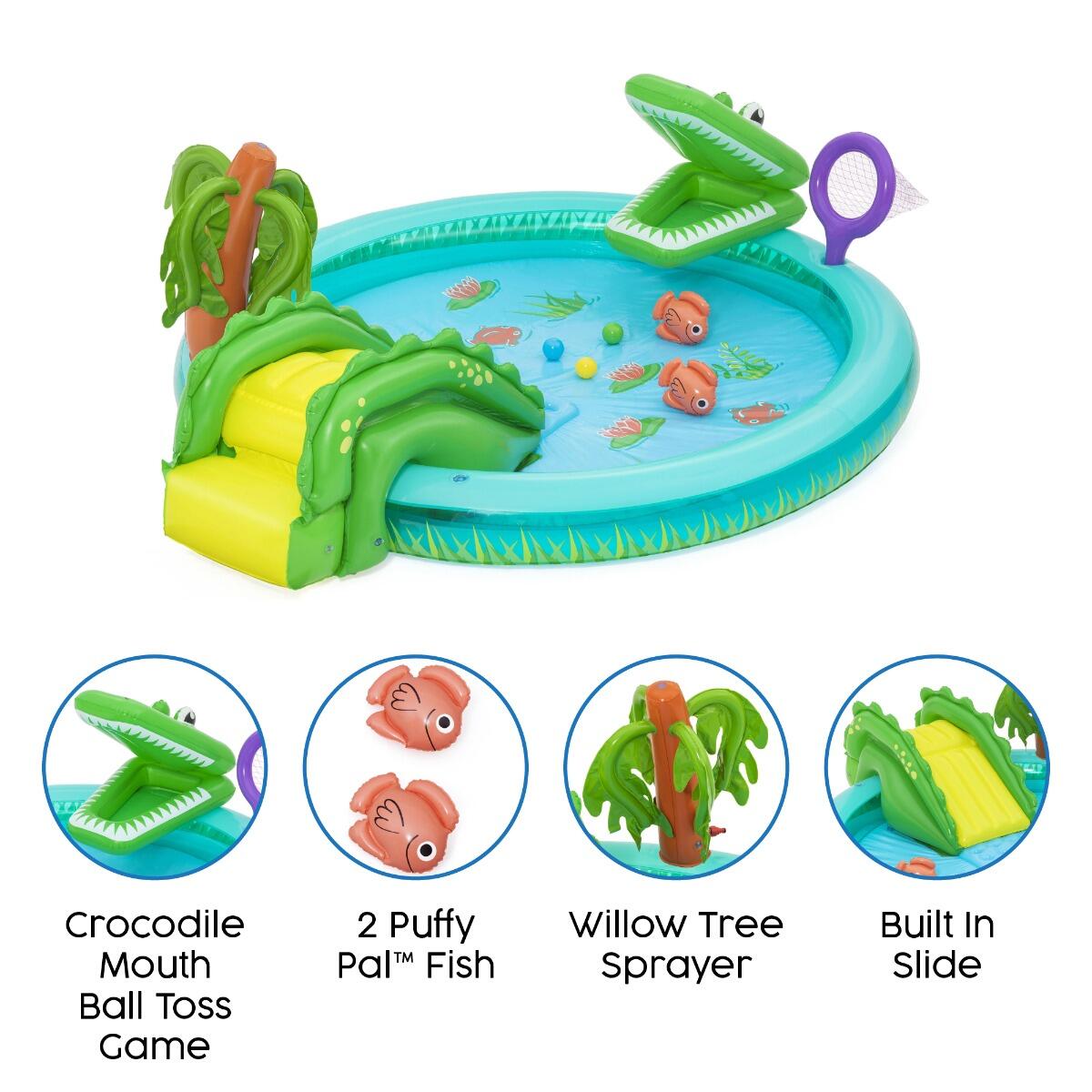 Bestway Crocodile Cove Play Center, Kids Paddling Pool with Slide 5/6