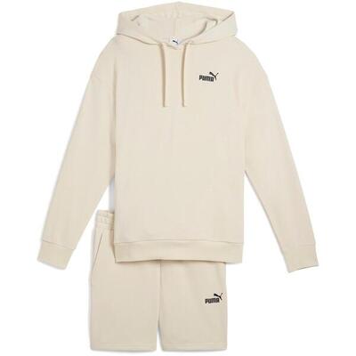 Apparatuur puma short hooded relaxed sweat suit 7 tr op. beige. dames