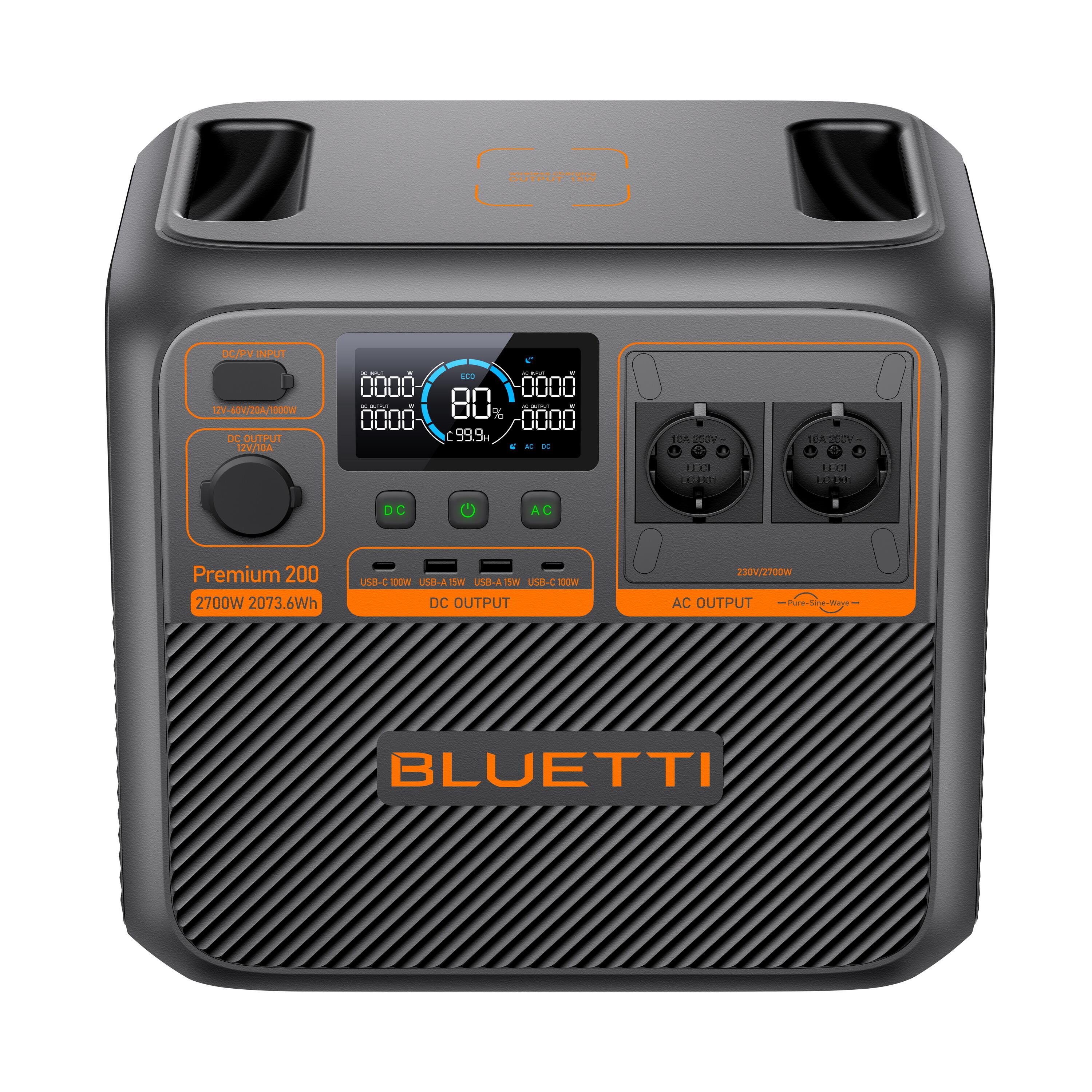 Kit estação de energia BLUETTI AC270P com painel solar 200 W 3/8