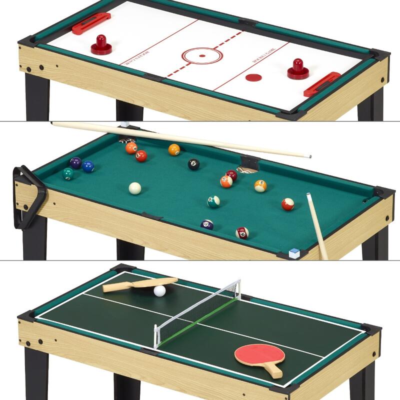 KANGUI Table de jeux 10 en 1 Baby Foot Billard Ping Pong Hockey Bowling Cartes Structure Bois Accessoires Inclus pas cher