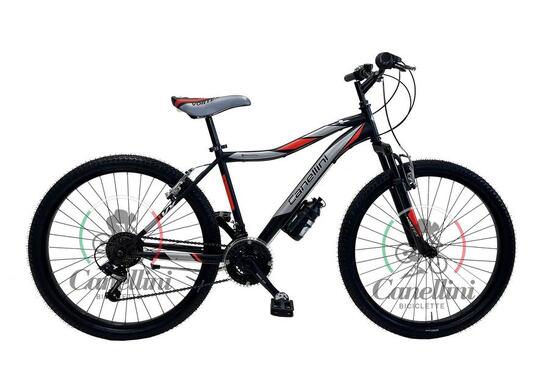 Vélo Enfant VTT Canellini VORTEX 26" 18V - Noir/Rouge