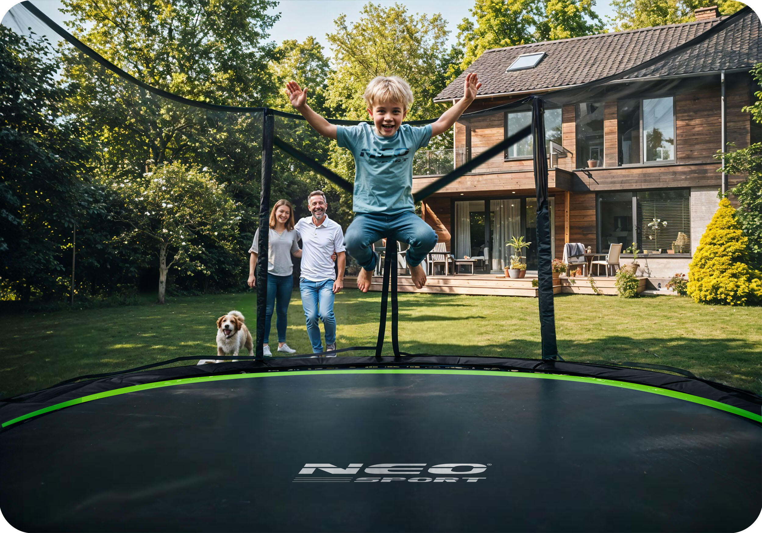 Trampolina ogrodowa z siatką zewnętrzną Neo-Sport 465 cm 15ft 3/7
