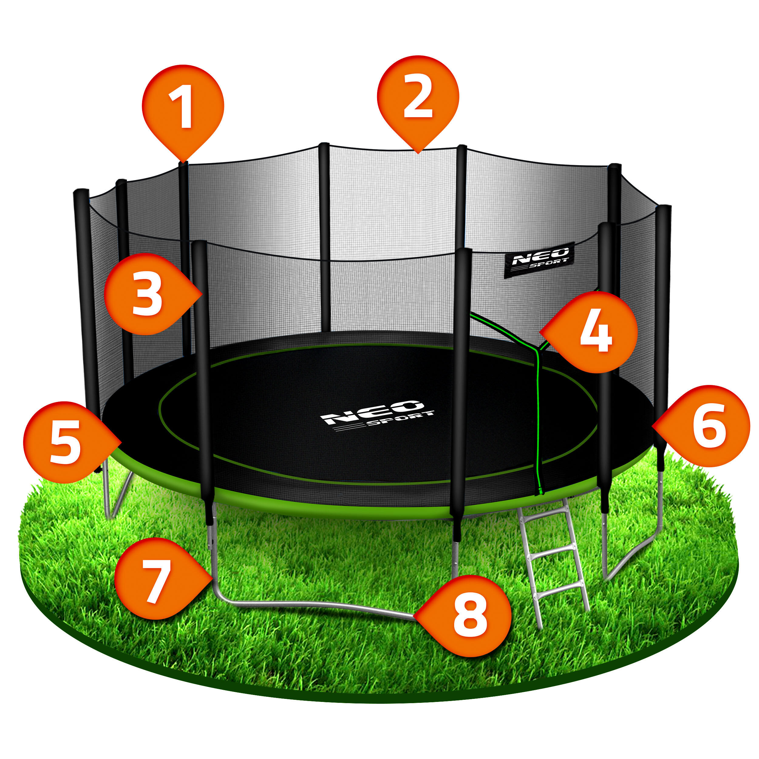 Trampolina ogrodowa z siatką zewnętrzną Neo-Sport 465 cm 15ft 5/7