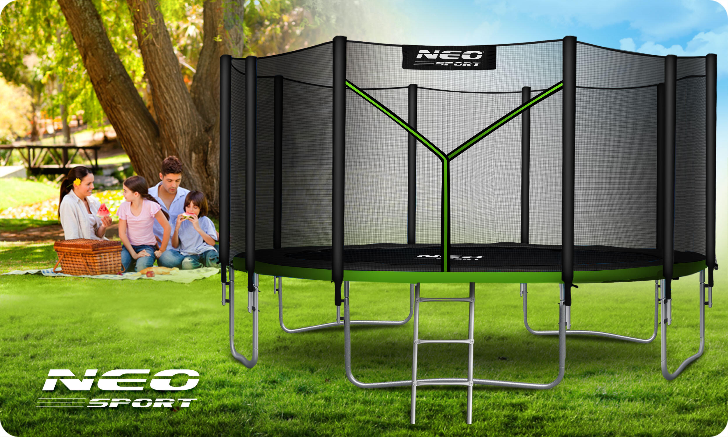 Trampolina ogrodowa z siatką zewnętrzną Neo-Sport 465 cm 15ft 7/7