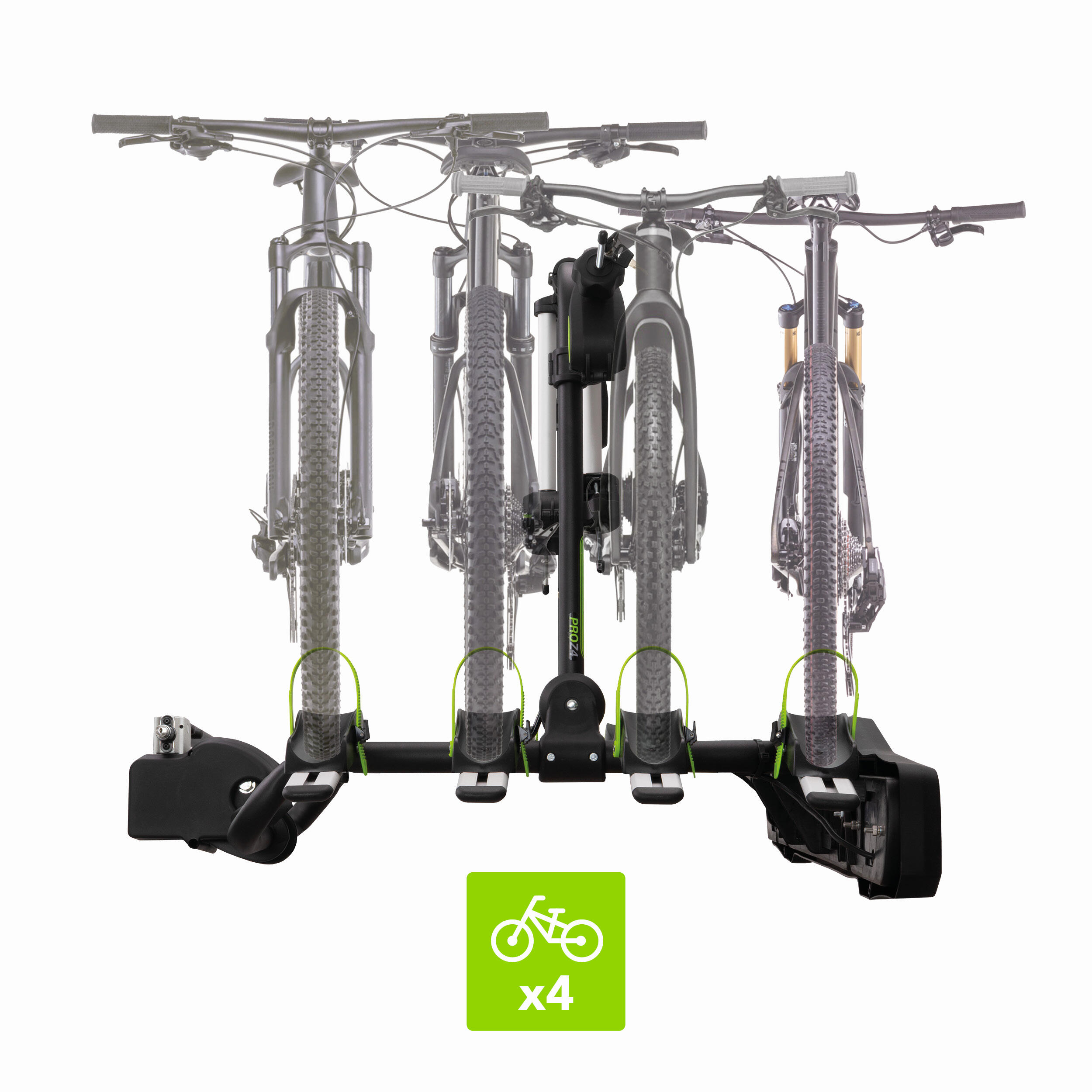 Porte-vélos GO BIKER Pro Z4 sur attelage pour 4 vélos - 15 kg/rail - pliable 2/7