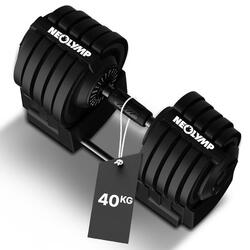 Haltère réglable 40 kg – 12 niveaux de poids avec poignée rotative – Dumbbell