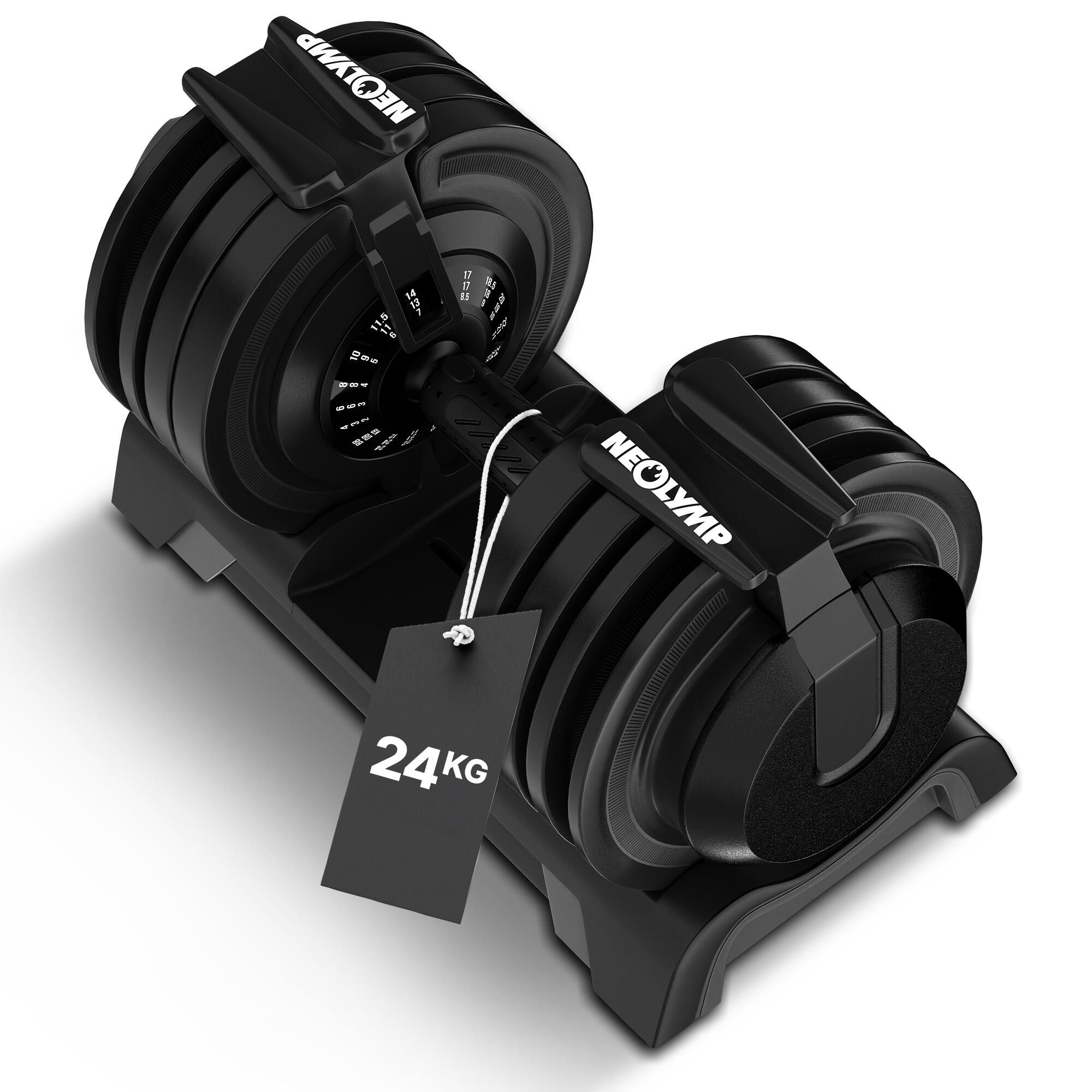 NEOLYMP Nastavitelná činka 24 kg – 12 stupňů zátěže s otočnou rukojetí – Dumbbell