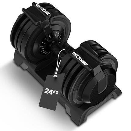 Kurzhantel verstellbar 24kg - 12 Gewichtsstufen mit Drehgriff - Dumbbell
