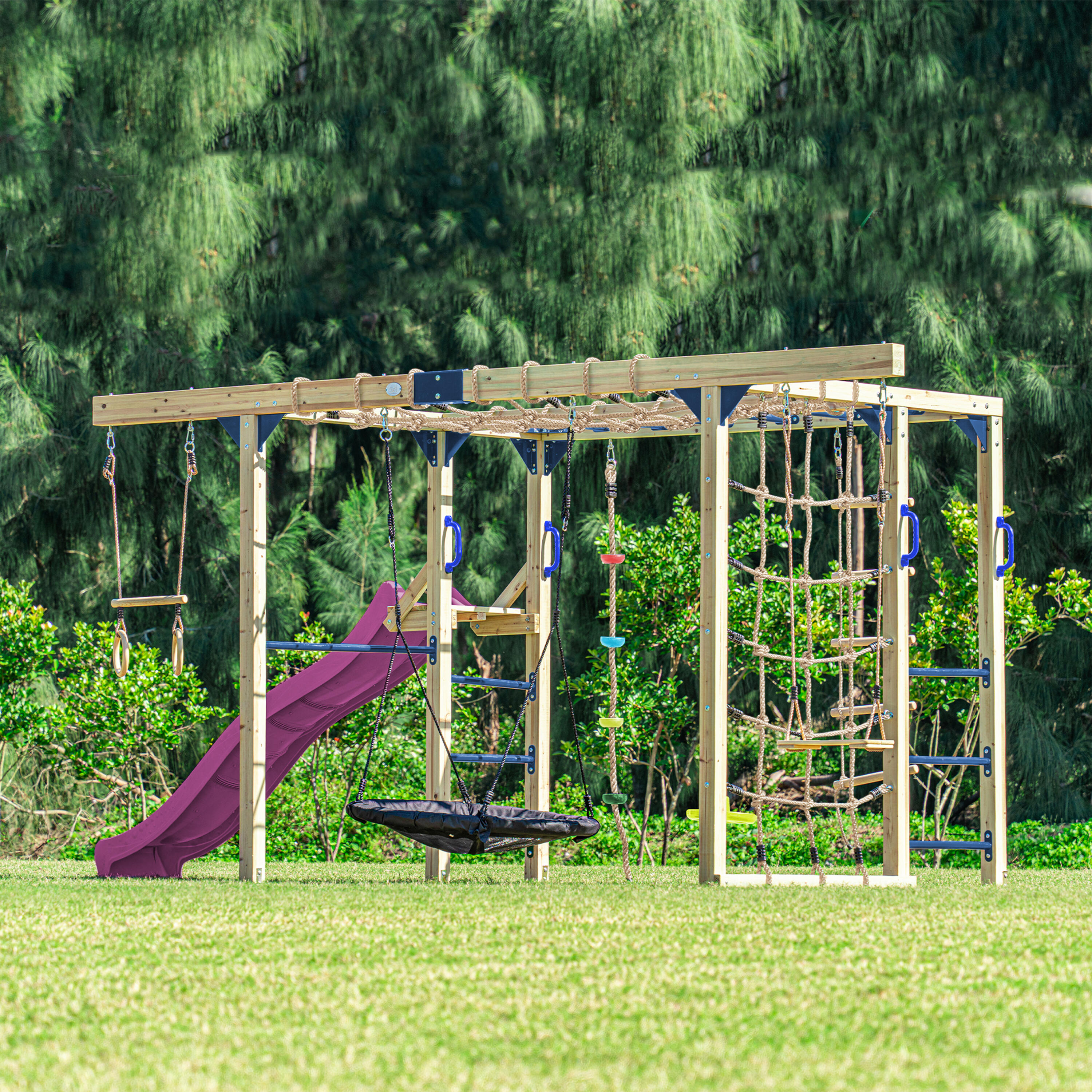 Aire de jeux Boris en Bois/Structure d'escalade - Toboggan Violet 7/7