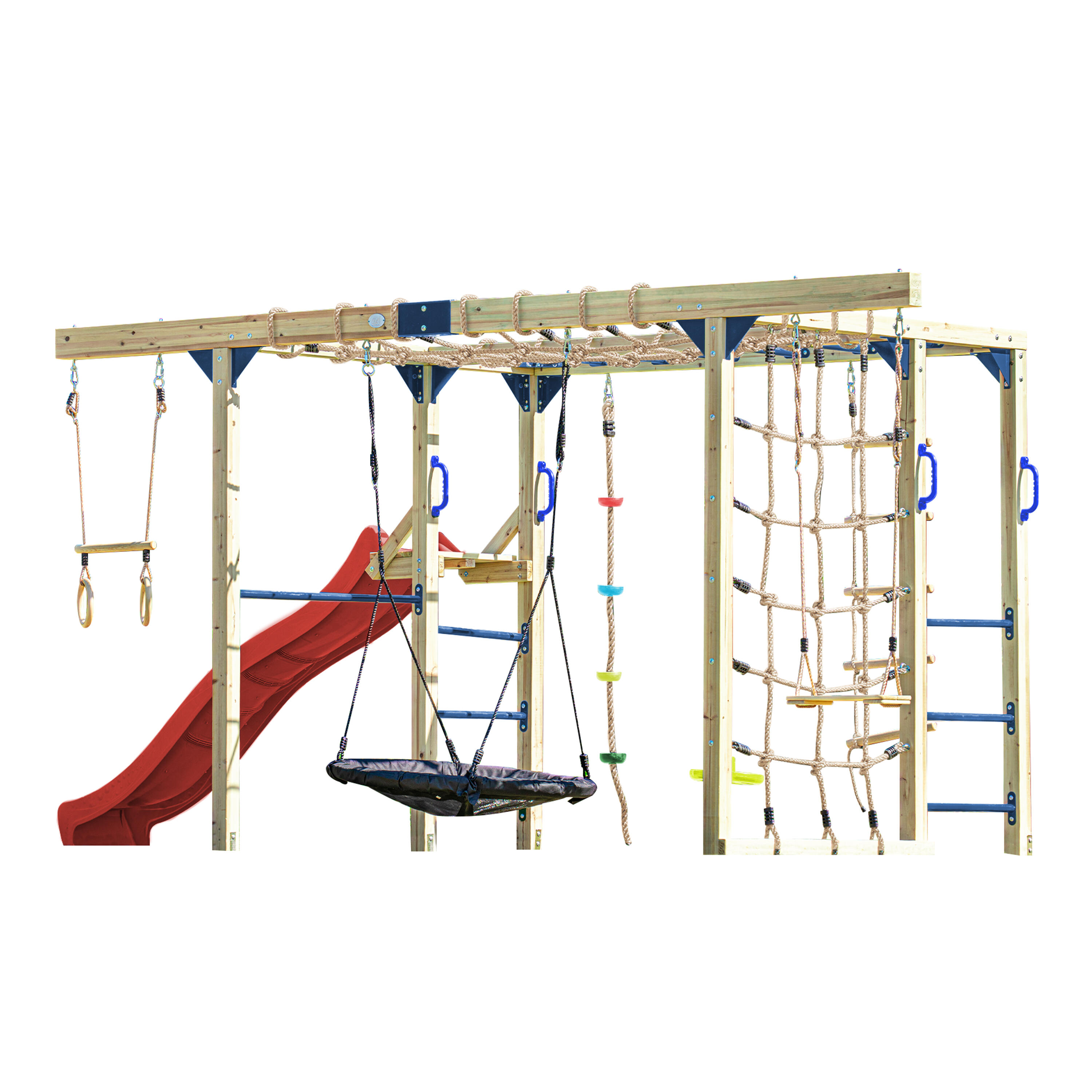 Aire de jeux Boris en Bois/Structure d'escalade - Toboggan Rouge 2/7