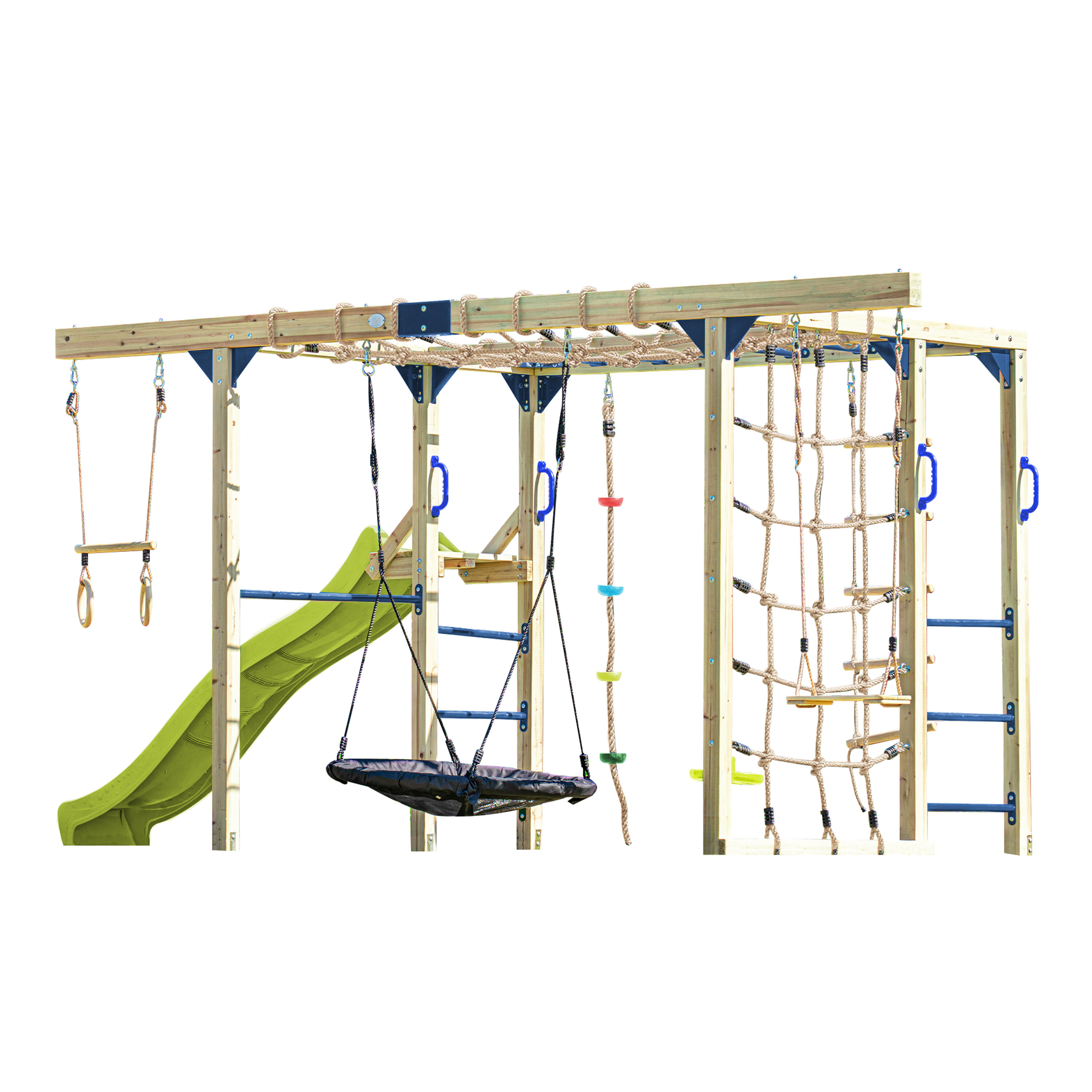 Aire de jeux Boris en Bois/Structure d'escalade - Toboggan Jaune 2/7