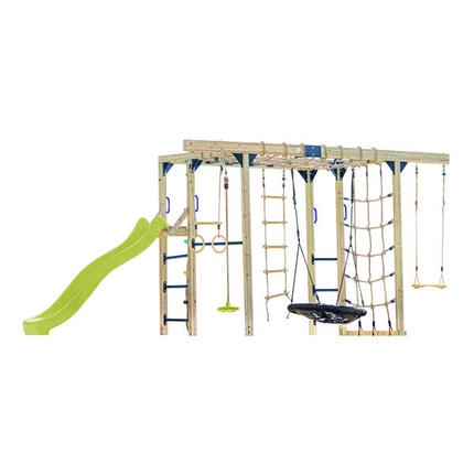 Boris Klettergerüst mit Schaukeln, Trapez, Kletternetzen & Stangen - Rot