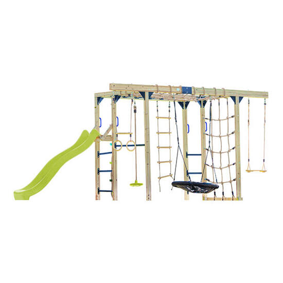 Boris Klettergerüst mit Schaukeln, Trapez, Kletternetzen & Stangen - Rot