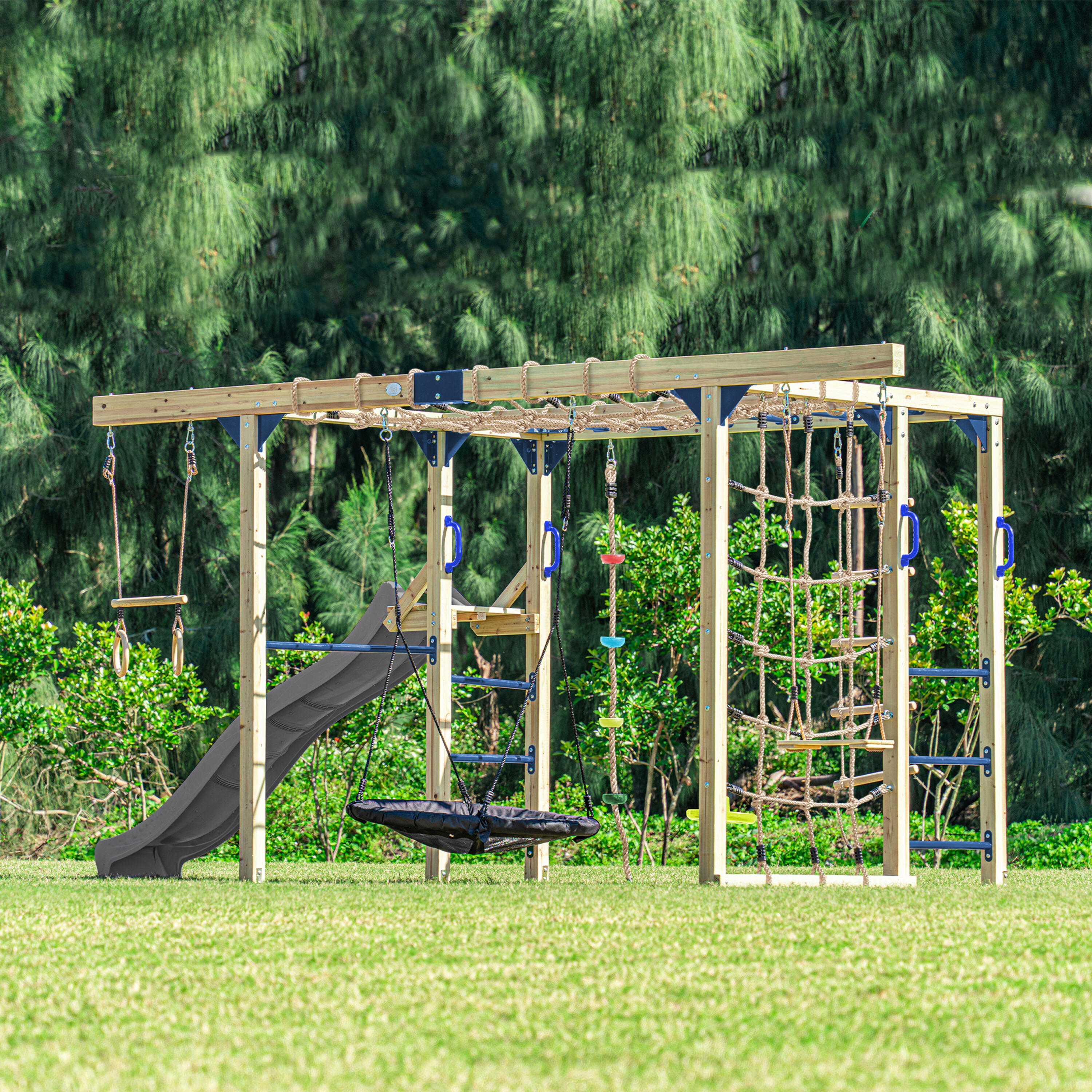 Aire de jeux Boris en Bois/Structure d'escalade - Toboggan Gris 7/7