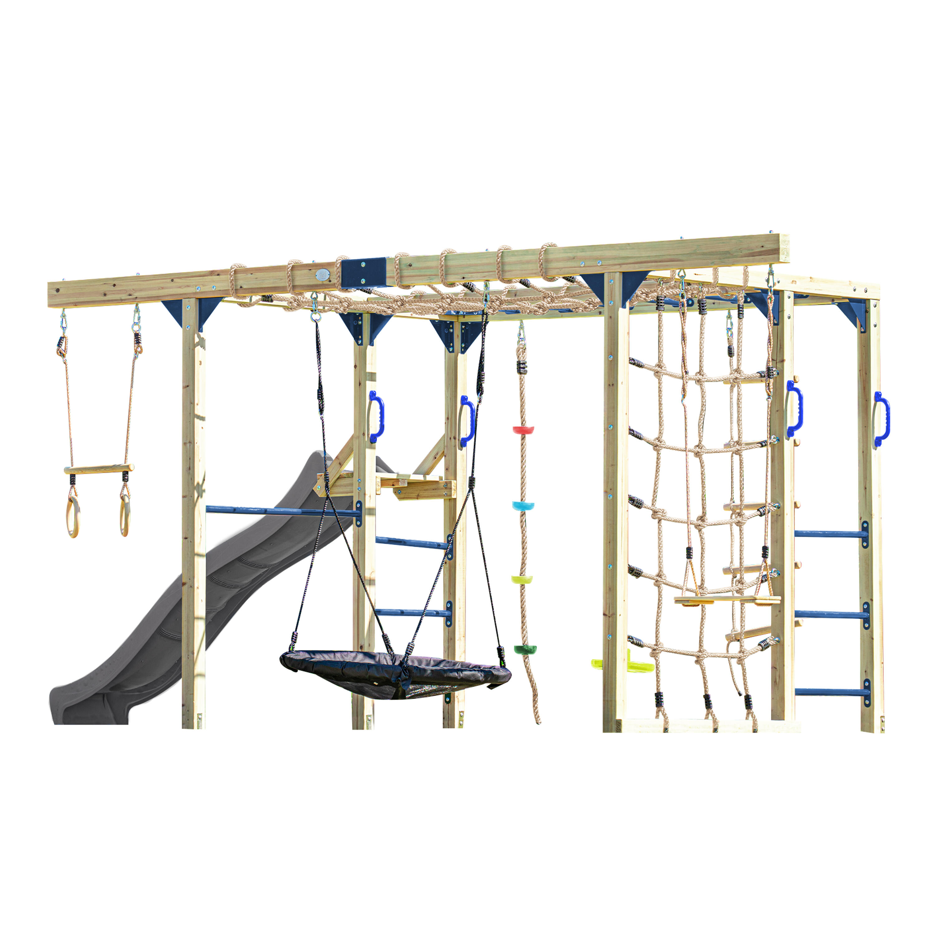 Aire de jeux Boris en Bois/Structure d'escalade - Toboggan Gris 2/7