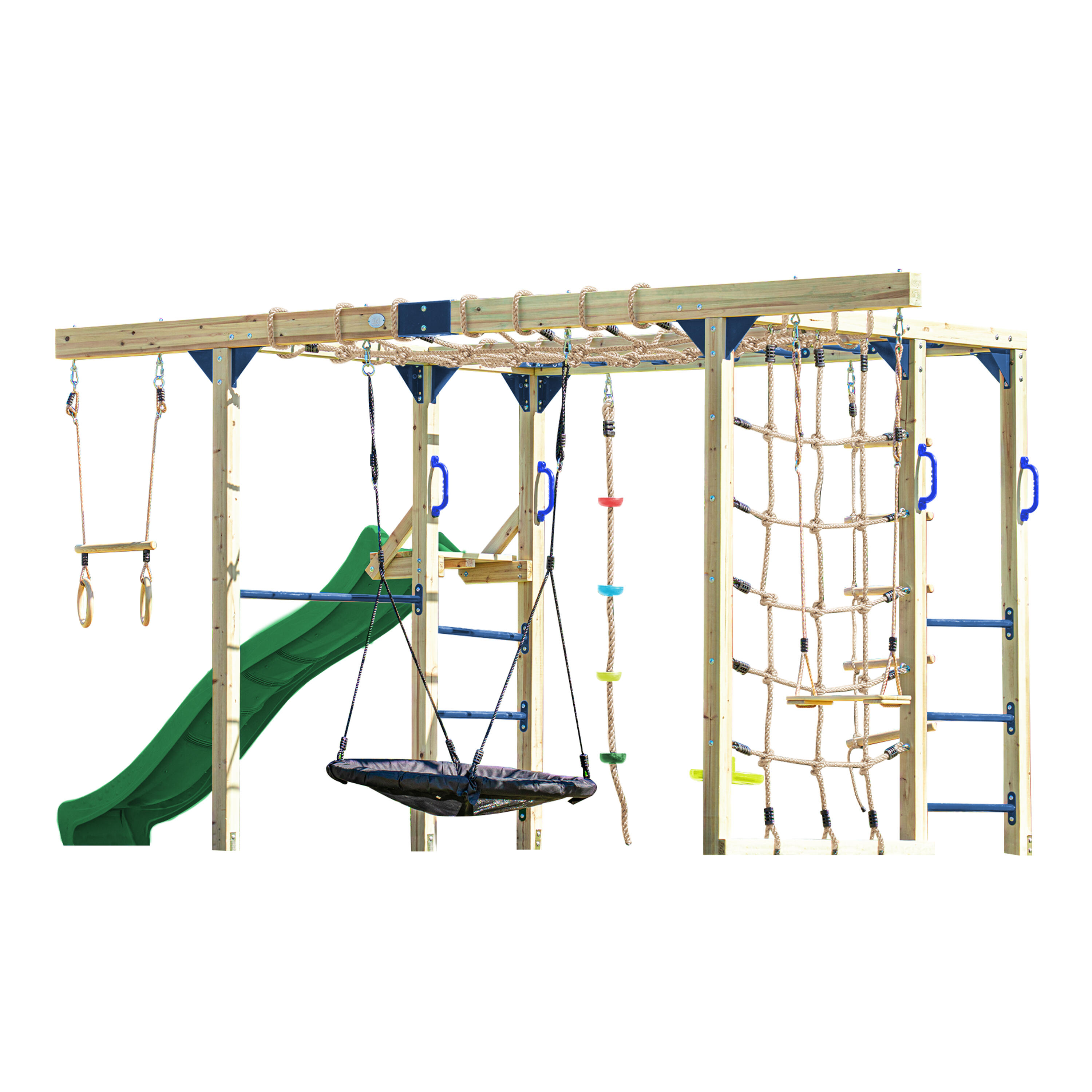 Aire de jeux Boris en Bois/Structure d'escalade - Toboggan Vert 2/7