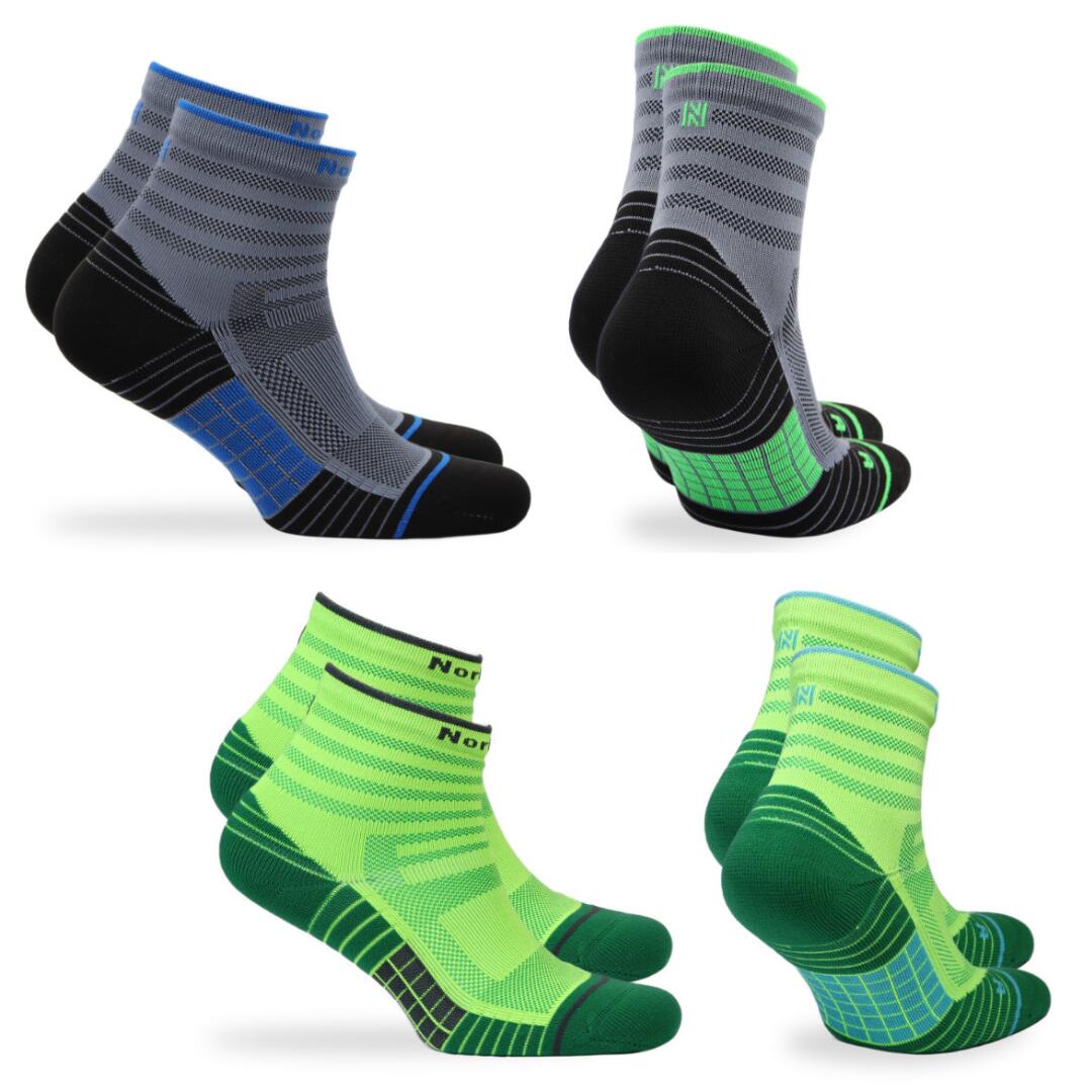 NORFOLK Nahtlose - Antibakterielle Sportsocken - 4 Paar - Schwarz/Grün - 39-42 - Cheetah