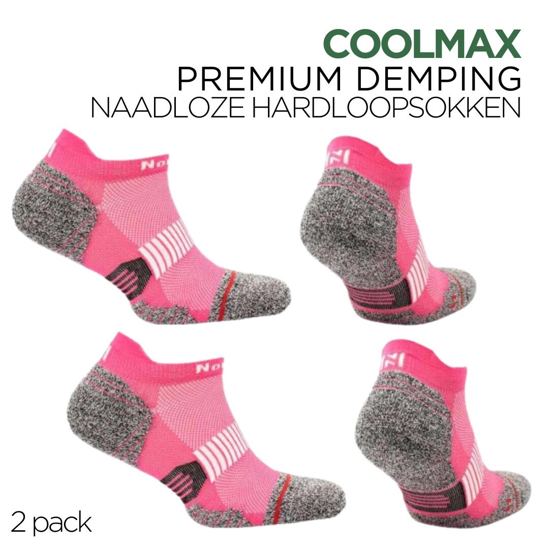 Coolmax Sportsokken met Demping - Hardloopsokken - 2 Paar - Roze - Bolt 2/2