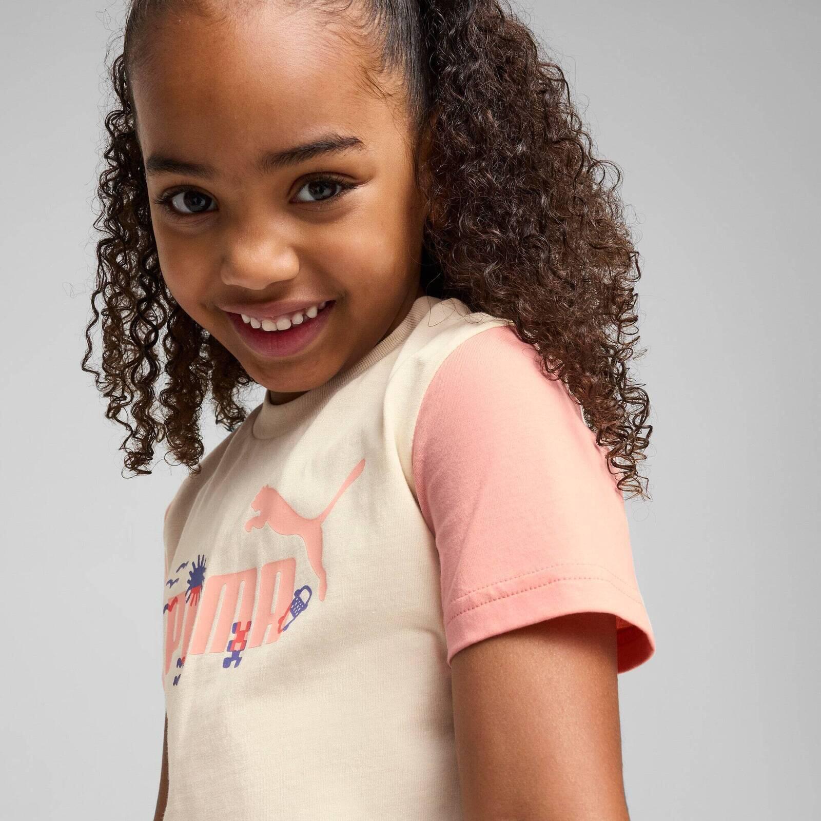 T-Shirt Puma Sandy Adventures Tee Ps, Bege, Crianças 4/7