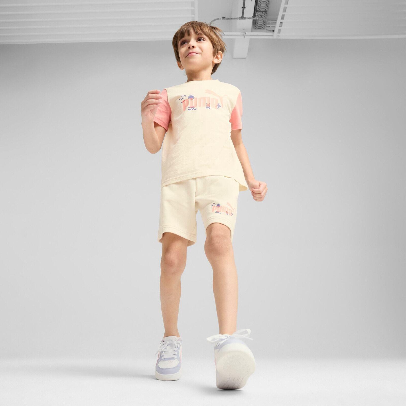 T-Shirt Puma Sandy Adventures Tee Ps, Bege, Crianças 3/7