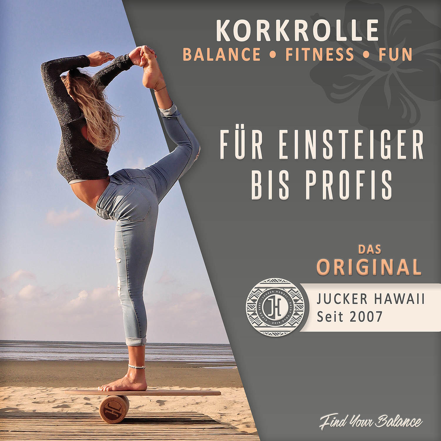 Balanceboard AHI PURE | Set inkl. Korkrolle | Gleichgewichtstraining 6/7