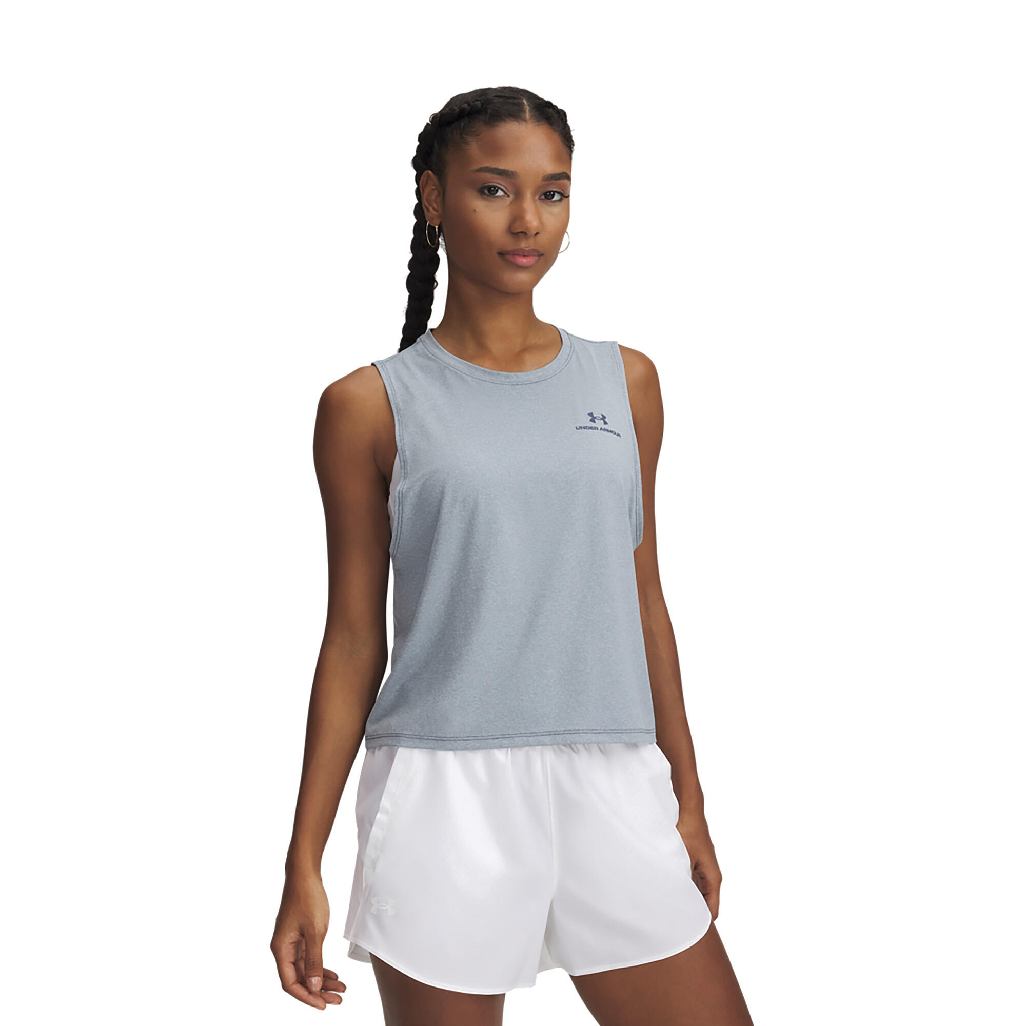 Under Armour - Haut D'Entraînement Femme Rush Energy Crop Tank Under Armour - Maillot Sans Manche - Gris - 42 M/l - Decathlon