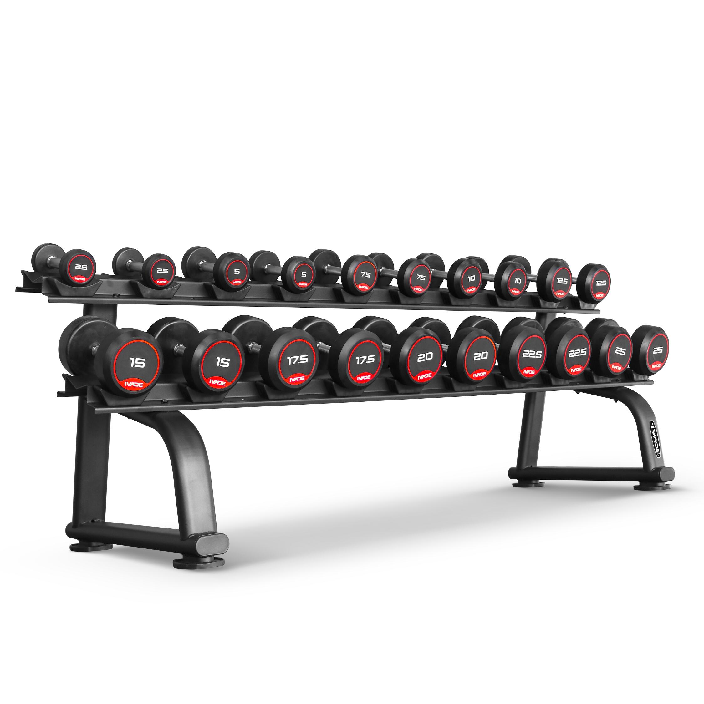 [PRE-ORDER 30 DAYS] Dumbbell Rubber 2.5-25KG Dumbbells Set with Rack (275KG) - IRONTEC