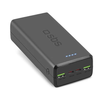 Powerbank o pojemności 30 000 mAh z 2 gniazdami USB-C i 2 gniazdami USB-A