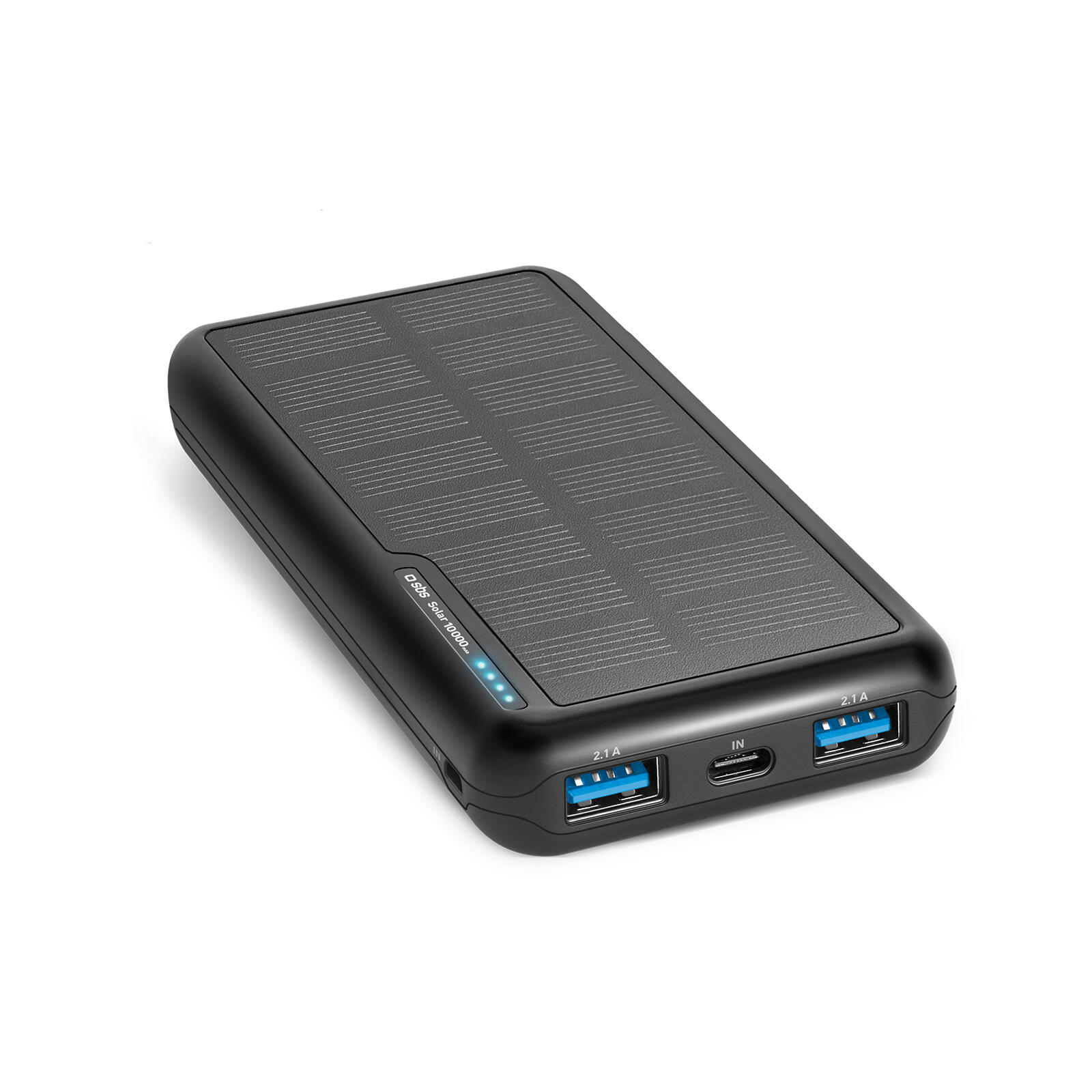 SBS Power Bank Solare 10.000 mAh per ricarica rapida - 4 Porte USB