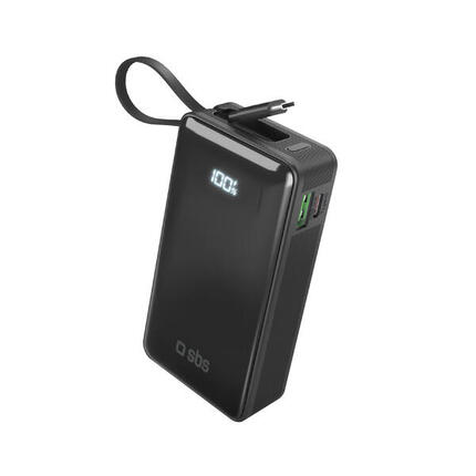 Batterie externe 10 000 mAh avec câble USB-C intégré