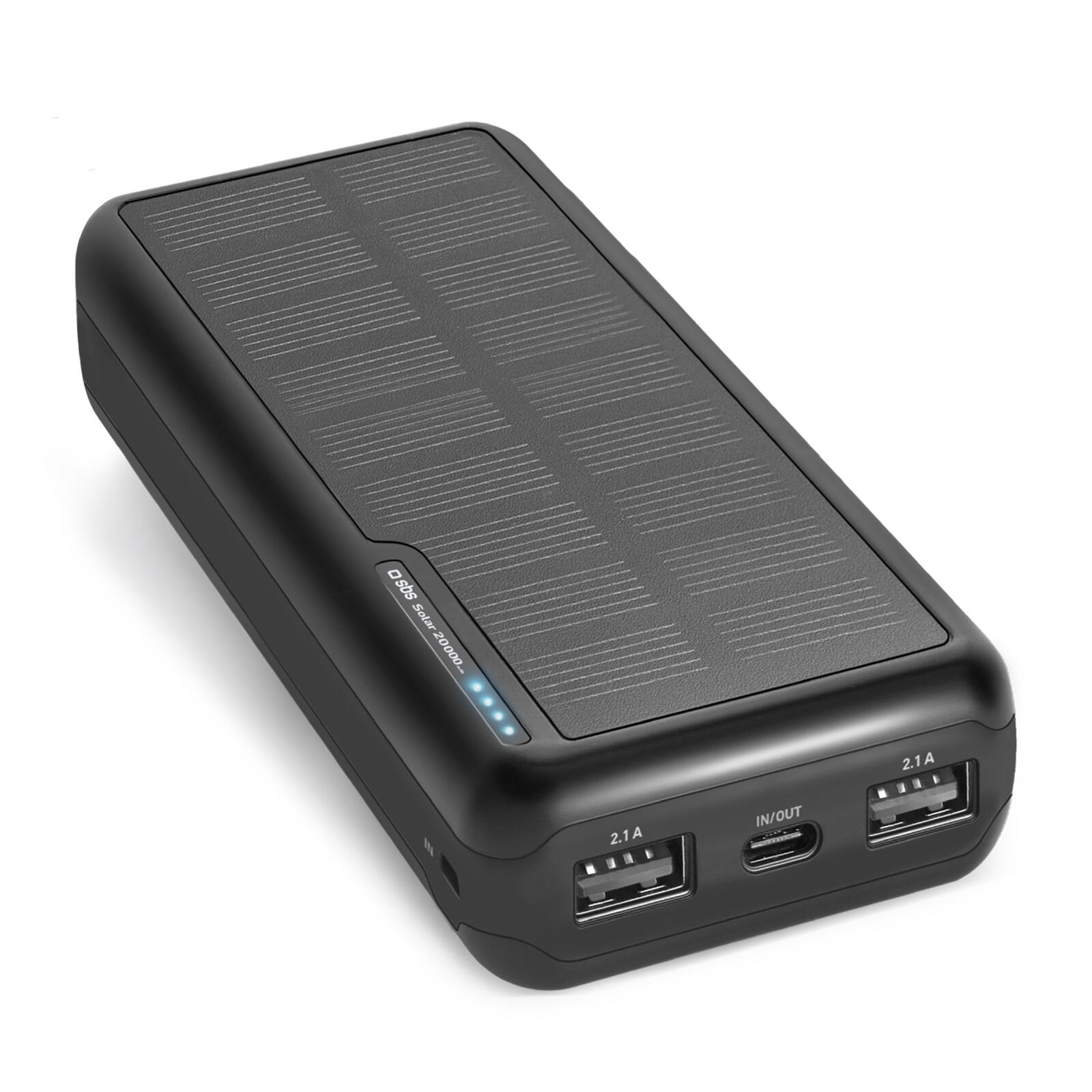 SBS Power bank con 20.000 mAh con ricarica solare - LED di Stato