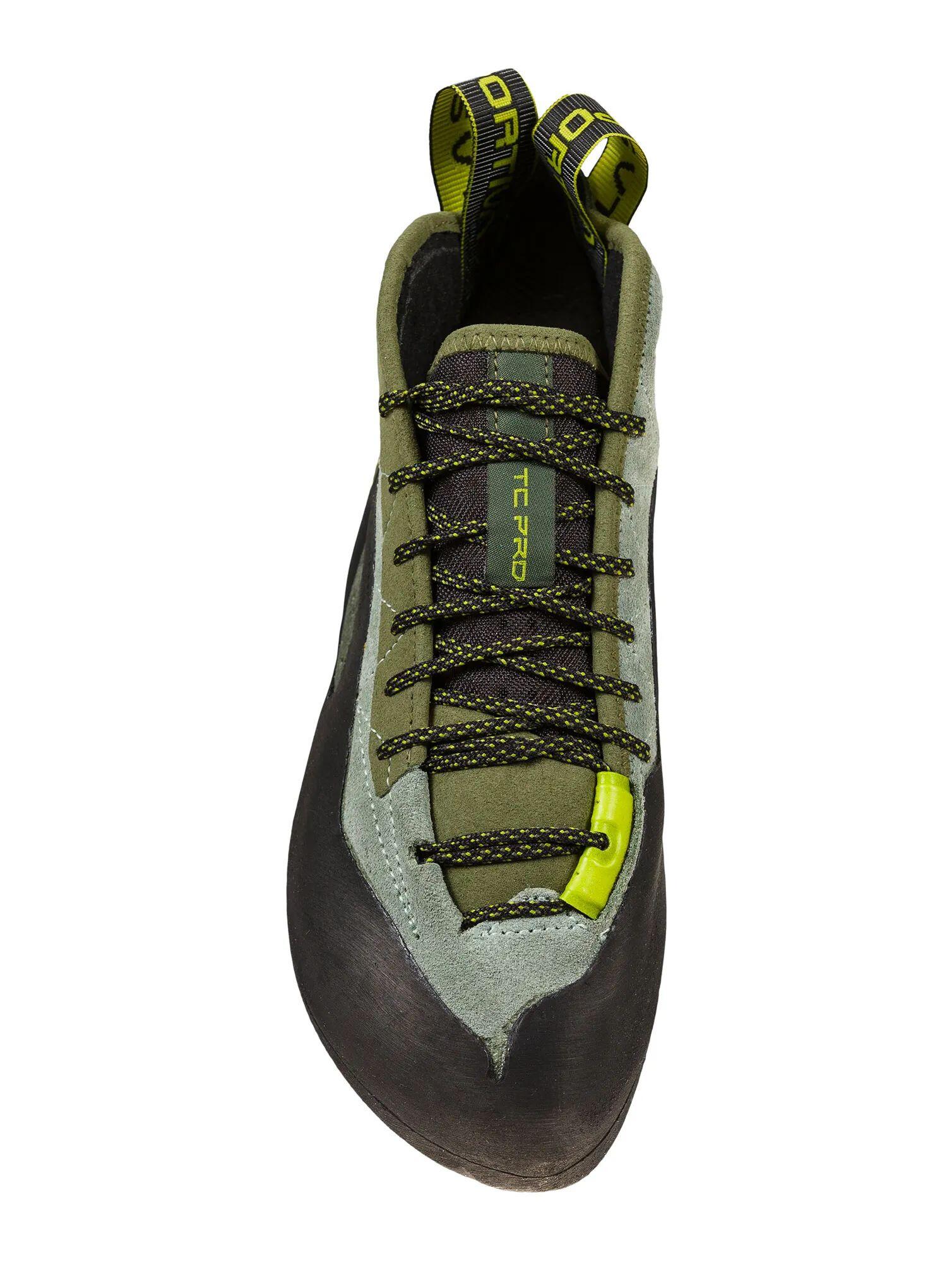 Chausson La Sportiva TC Pro Olive mid cut cuir suédé semelle Vibram XS Edge 4 mm 6/7