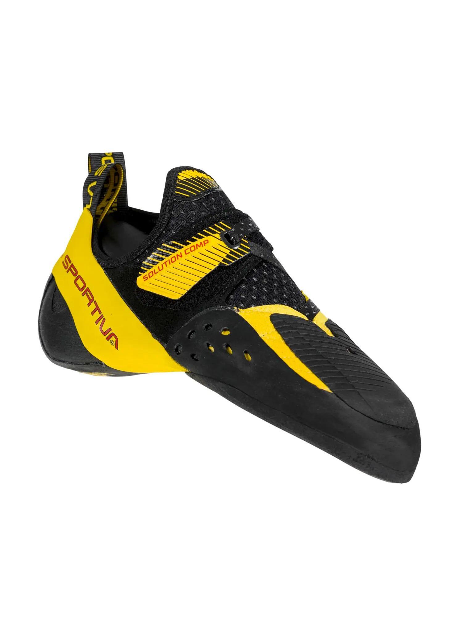 La Sportiva Solution Comp chausson escalade noir/jaune semelle Vibram XS‑Grip2 4/6