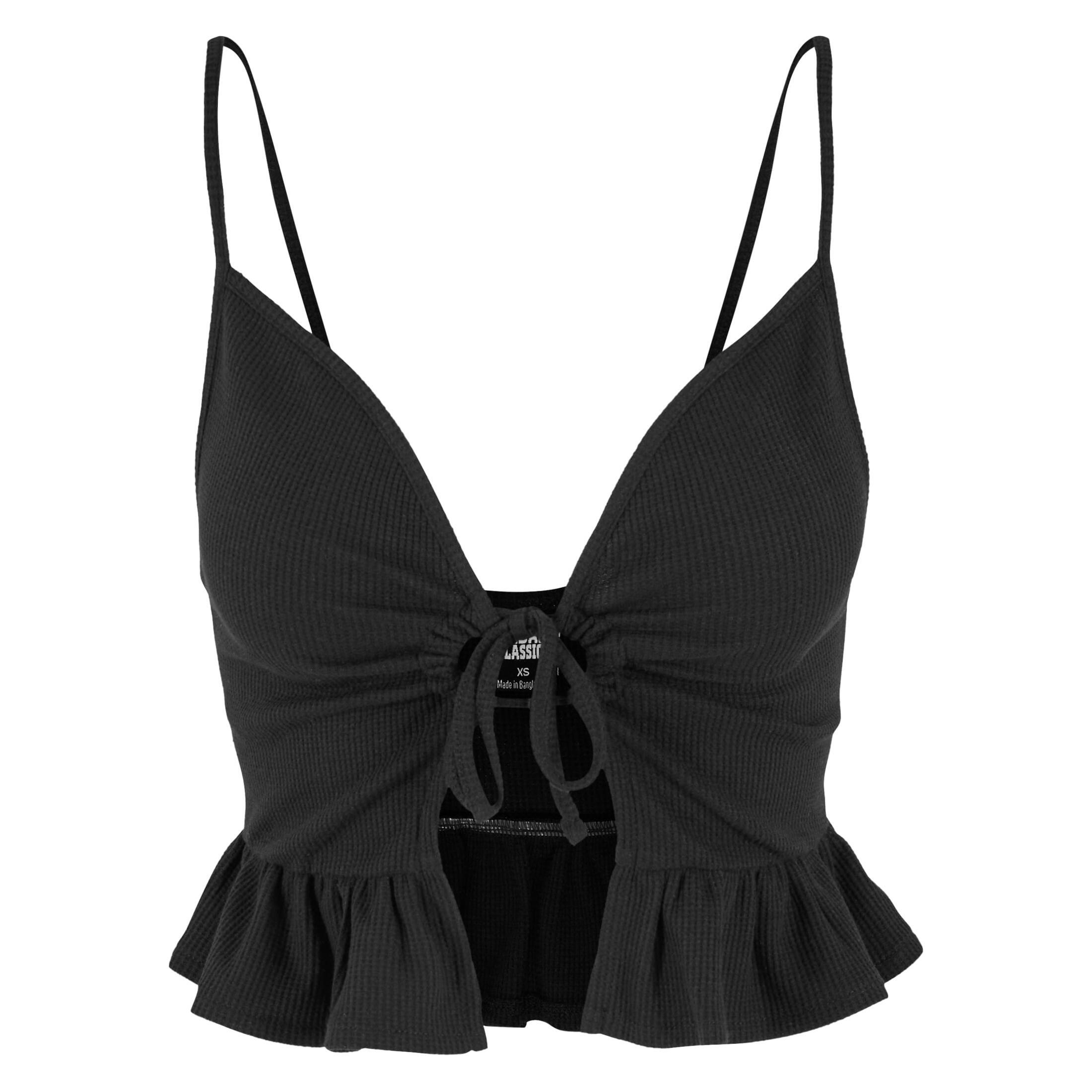 URBAN CLASSICS Women's embossed piqué ruffled tank top Urban Classics