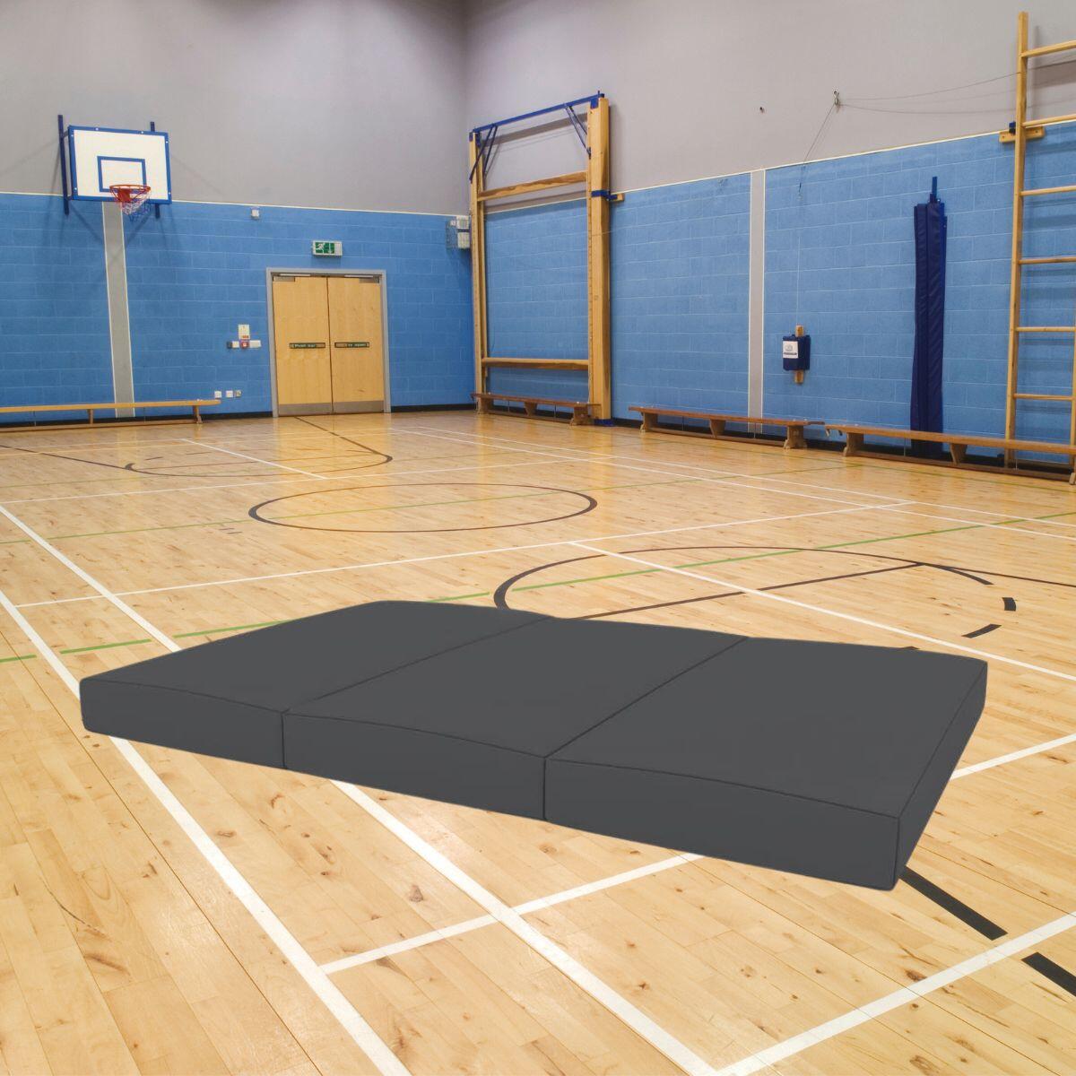 Tapis de gymnastique enfant fitness pliable 3 sections 150x50x5cm Graphite 4/4