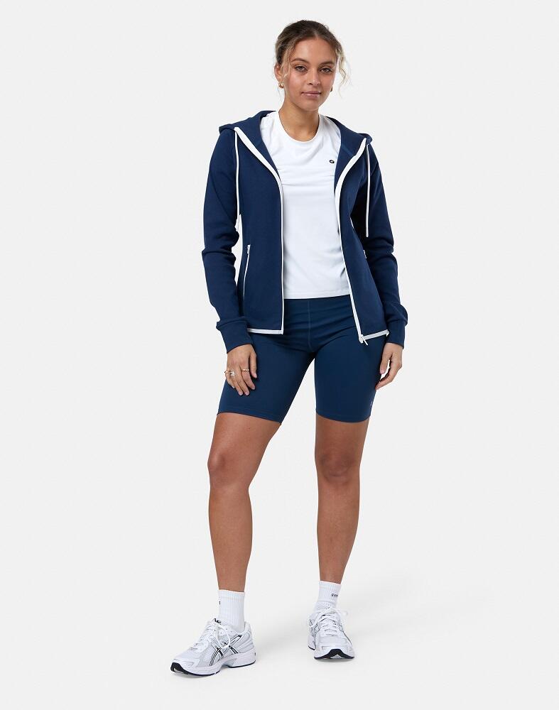 Gym + Coffee Chill Full Zip Women's Hoodie - Petrol Blue 1/4