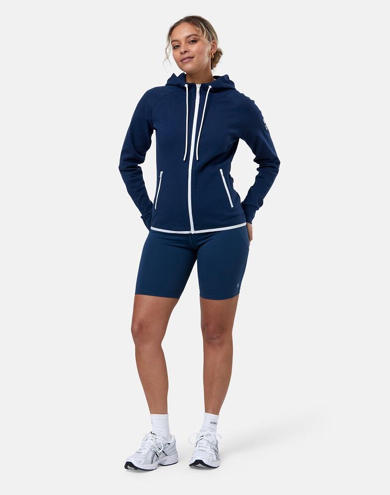 Gym + Coffee Chill Full Zip Women's Hoodie - Petrol Blue 3/4