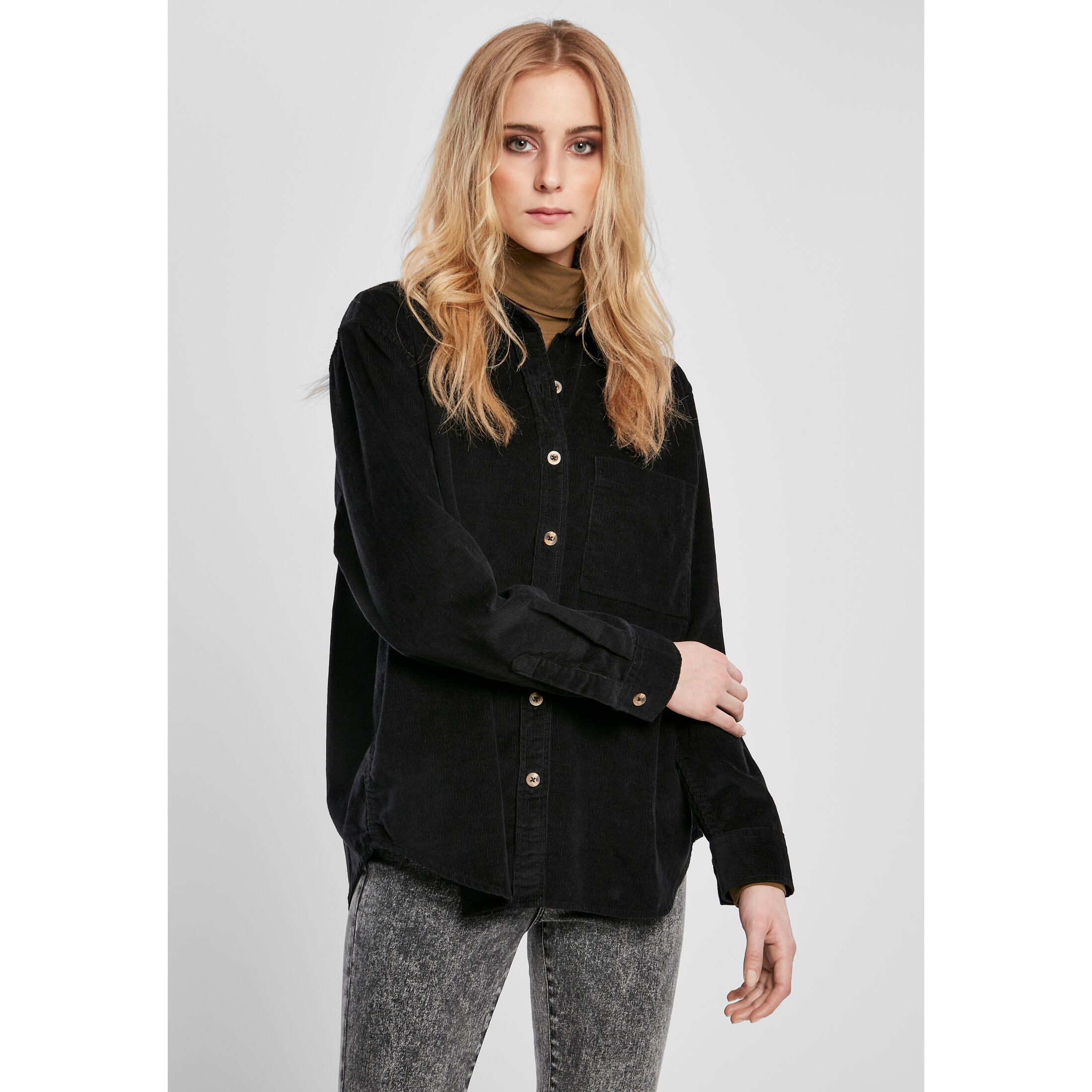 Urban Classics - Chemise Femme Urban Classics Corduroy Oversized - Chemise Manches Longues - Noir - Decathlon