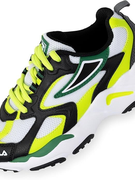 Scarpe bambino fila ray tracer - bianco/nero/giallo fluo 5/6