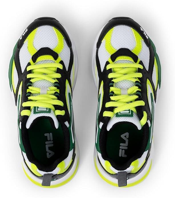 Scarpe bambino fila ray tracer - bianco/nero/giallo fluo 4/6