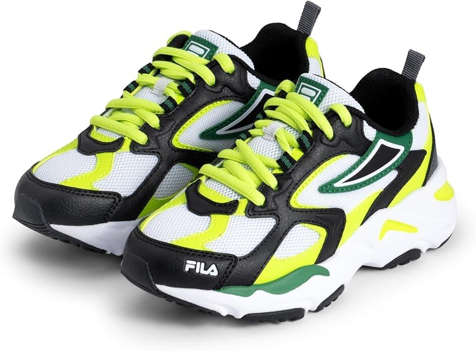 Scarpe bambino fila ray tracer - bianco/nero/giallo fluo 6/6